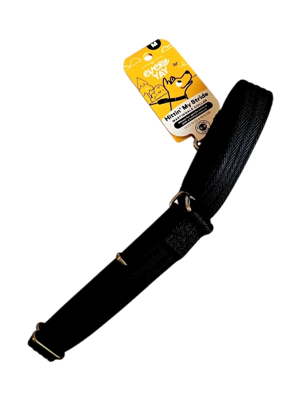 Black Adjustable Martingale Dog Collar - Medium, NWT
